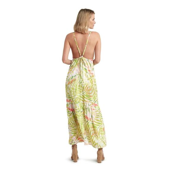 H Halston Tropical Palm Lime Punch Spagetti Strap Maxi Dress Size XS NWT - Picture 4 of 10